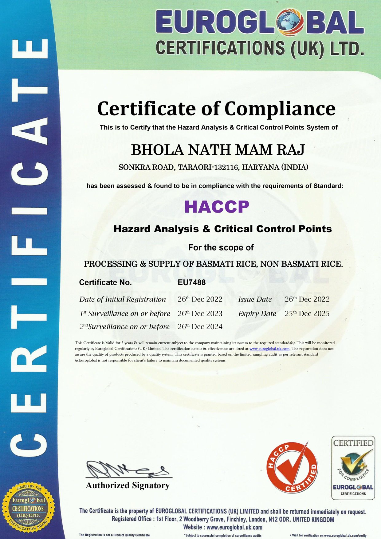 HACCP Certificate